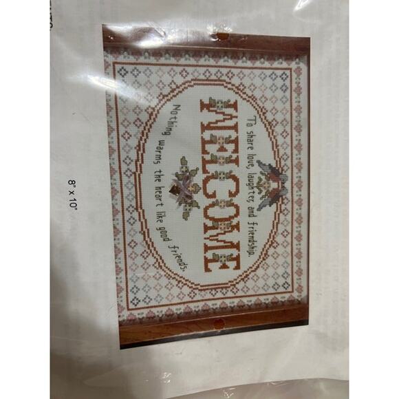 Vintage NWT Patsy's Happy Things "Welcome" Counted Cross-stitch Picture 8 x 10 - Picture 2 of 3